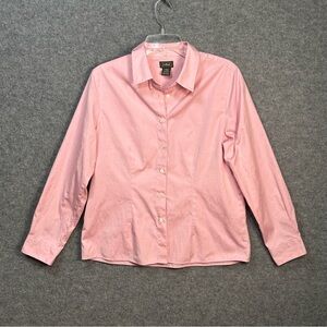 LL Bean Women’s Size Medium Pink Button-Up Collar Cotton Blouse Business Casual